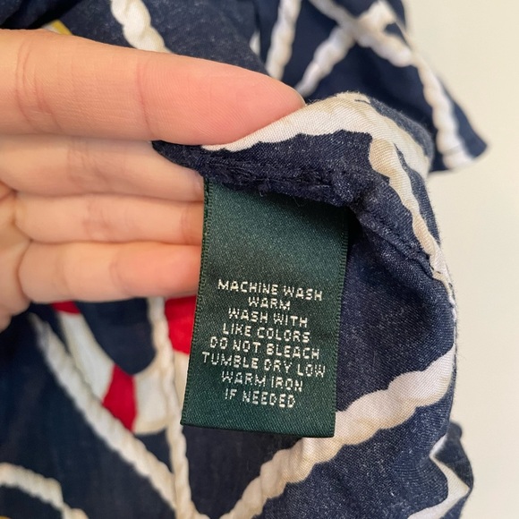 CLOSING SALE! Lauren Ralph Lauren Navy Print Blouse S Women - Picture 6 of 7